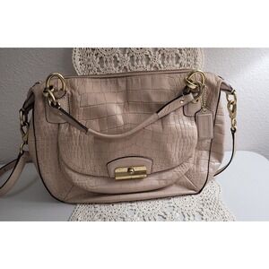 COACH Vtg Kristin Convertible Satchel Tan Leather Crocodile Shoulder/hand Bag.